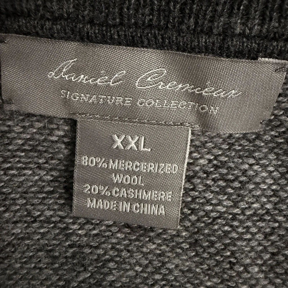 Daniel Cremieux Signature Collection Size-XXL Mens V-Neck Gray Sweater Wool